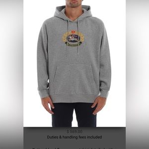 Grey Burberry Embroidered Logo Crest Hoodie - LIKE NEW